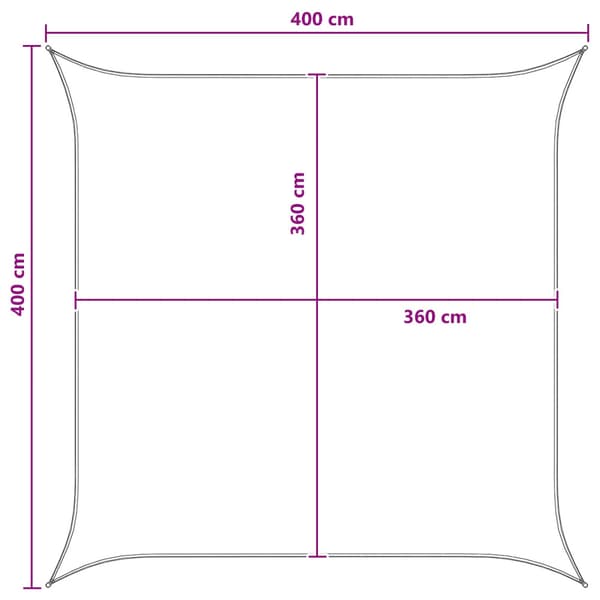 Solseil antrasitt og hvit 4 x 4 m HDPE