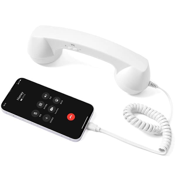 USB-C Retro Telefonlur för Mobiltelefoner - Plug & Play Mottagare Strålningssäker Bekväma Samtal för iPhone & Android [DB] Vit White