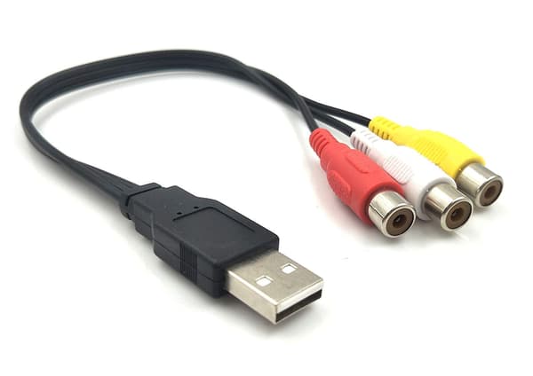USB2.0 A Han til 3 RCA Hun Splitter Audio Video AV Komposit Adapterkabel
