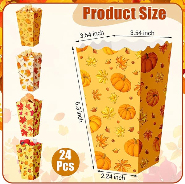 24 st höst tacksägelse popcornlådor pumpalöv artikel_paket_kvantitet - item_package_quantity