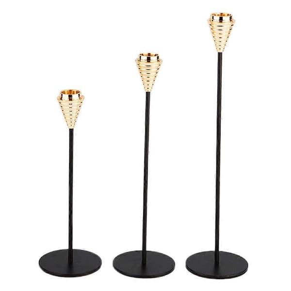 3 Pcs Luxury Candle Holders, LED Candles & Taper Candle Holders, Thick Taper Candle Holders for Wedding Dinner Home