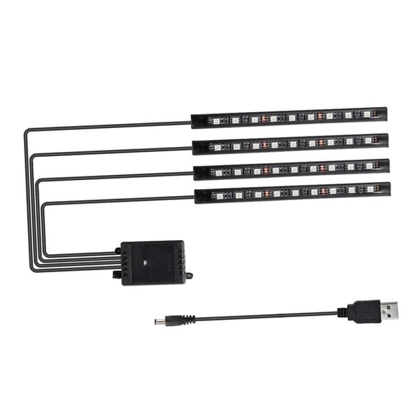 Universal LED Car Interior Lighting, Remote Control, 36 Beads, Decorative Car Floor Lighting USB 5V