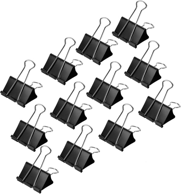 Amazon Papirclips til mapper, Små, 144-pakke, 12-pakke med 12, Sort