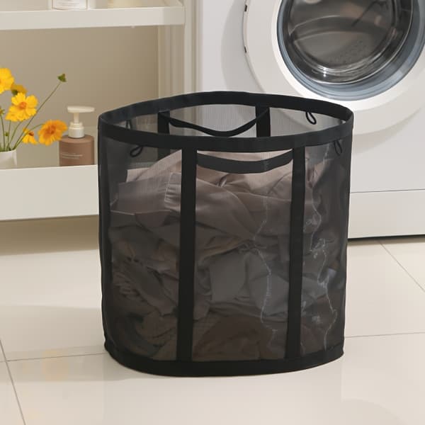 Foldable Laundry Basket with Handles Portable Collapsible Dirty Clothes Organizer Black Black