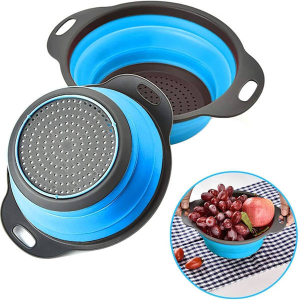Kitchen Strainer Pasta Vegetables Fruit Blue 2L Capacity[YJD]