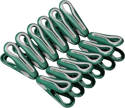 12-pack Small Clothes Pegs (Green) - Non-slip Windproof