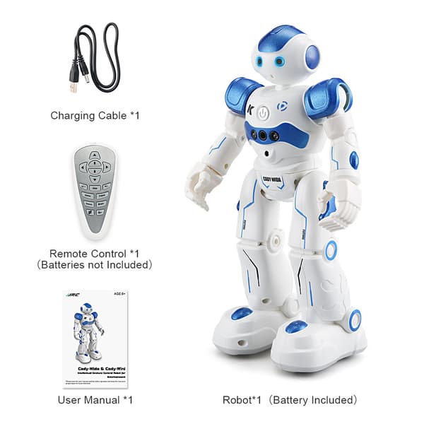 Gestyrt fjernkontrollrobot - Leketøysgave til barn, interaktiv, gå, synge, danse, programmerbar smart robot for barn gutter jenter, blå