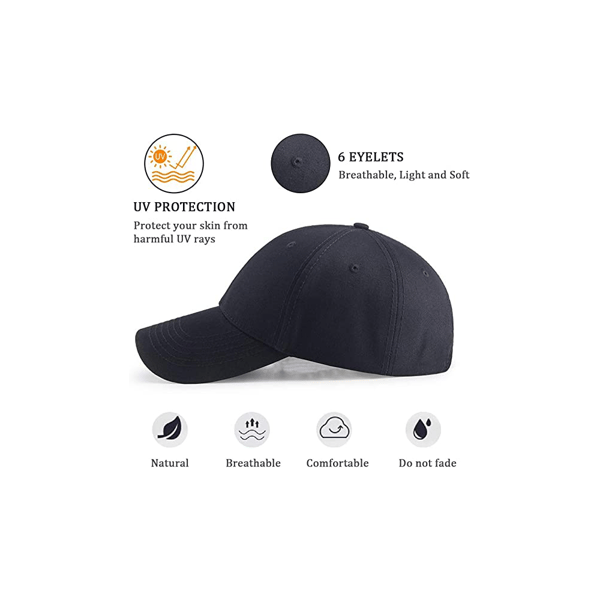Sort - Baseballkasket Klassisk 6-panel sportskasket justerbar til m