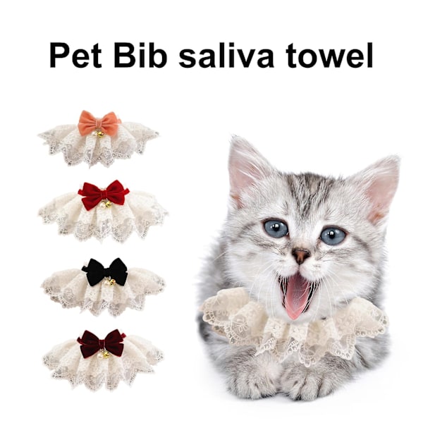 Flot blødt tekstur Fashionable Flocking Bowknot Lace Hunde Kat Halsbånd Med Lille Klokke Red L