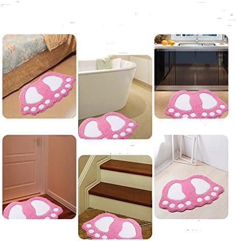 Skridsikker absorberende bademåtte, design med store fødder, polyester, pink