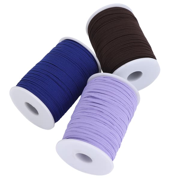 Elastic Band Flat Sewing String DIY Sleeve Mask Making High Elastic 100 Yard Roll (Blue Brown Purple)