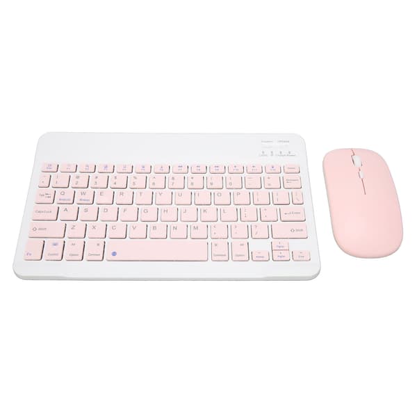 Wireless Keyboard and Mouse Set 10 inch Computer Keyboard and Mouse Combo for Tablet Mobile Phone Computer Pink