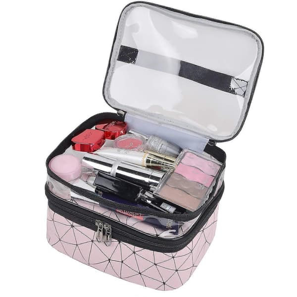 2023 - Makeuptasker Dobbeltlag Rejse Kosmetiktasker Makeup Organizer Toilettasker (pink (ShiKai)