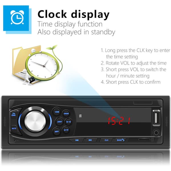 12V Universal 1DIN LED Car Stereo Radio Player Aux Input Receiver Support TF Card U Disk FM