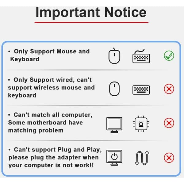 PS/2 till USB-adapter för tangentbord och mus, 2-pack från Oxusbor (Obs: PASSAR INTE ALLA MODERKORT)
