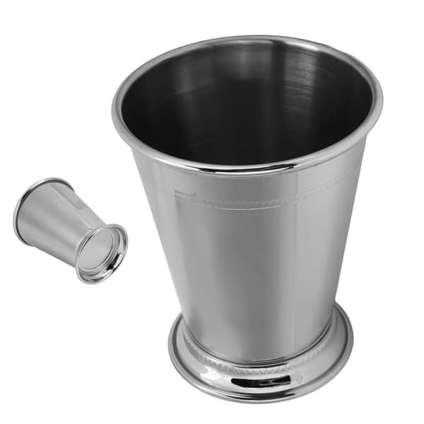 Julep Cup Rustfritt Stål Elegant Retro Høy Stabilitet Perlet Mint Julep Cup for Hjem Klassisk Sølv