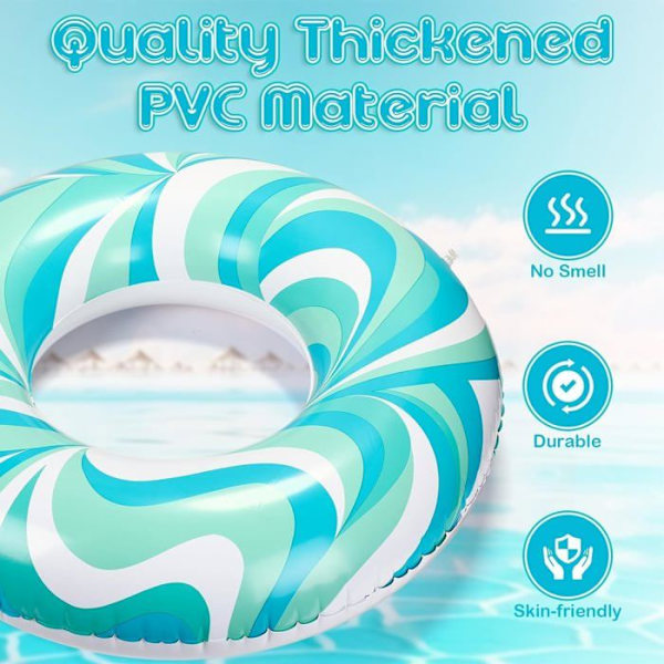 Inflatable float - Retro striped pattern - Blue - Hidden explosion-proof valve - 35 x 75 cm Blå (blå ränder)