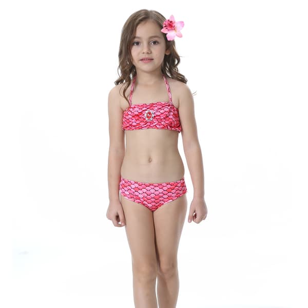 Barn och flickor vacker fiskstjärt bikini set baddräkt -6-7 år, rosa Pink 6-7 år