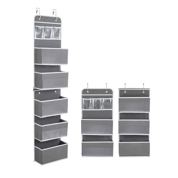 6-Layer Zipper Combination Door Back Hanging Bag Strong Load-Bearing Capacity Organizer for Kitchen Grey Grey