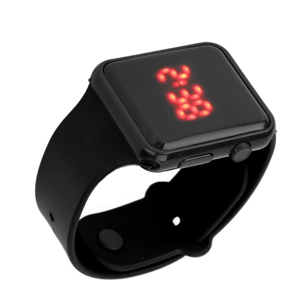 Sport Watch LED Screen Square Shape Backlight Design Digital Kids Watch for Leisure Activities Black