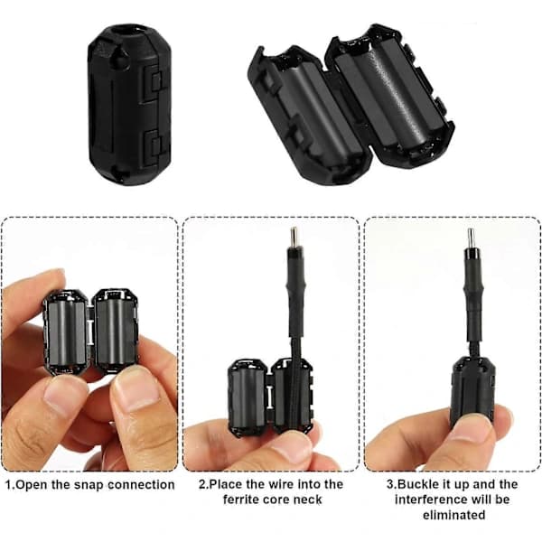 20 Pcs Clip-On Ferrite, Ferrite Core Bead Ring Core RFI EMI Noise Reducer Cable Clamp Cl