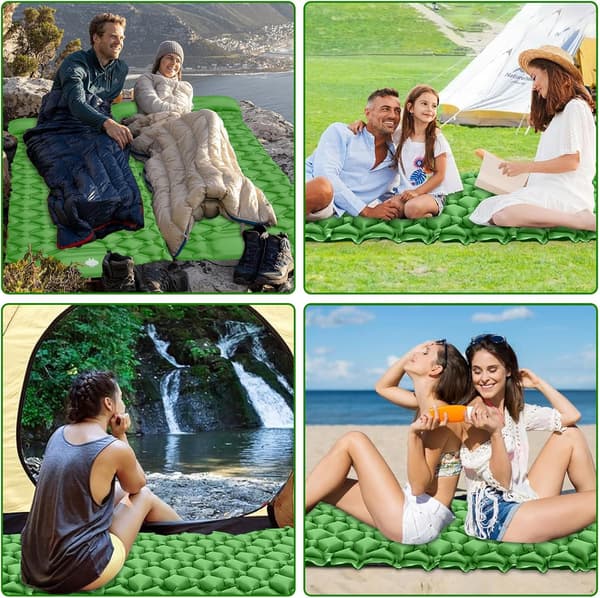 Super Value Selection! Thick Self-Inflating Camping Mattress, Camping Mattress with Pillow Inflatable Camping Mat for Beach, Tent【co】