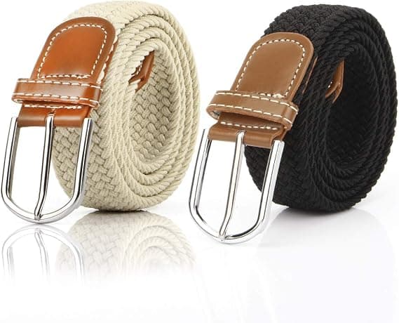 2-pak flettede stretch canvas elastiske herrebælter