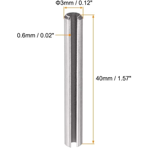 Slotted Spring Pin - M3 x 40mm 304 Stainless Steel Split Spring Dowel Pin Smooth Surface 50pcs