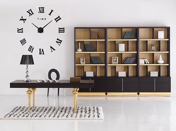 Musta DIY Suuri Seinäkello Roomalaiset Numerot Iso Kello 3D Tarrat