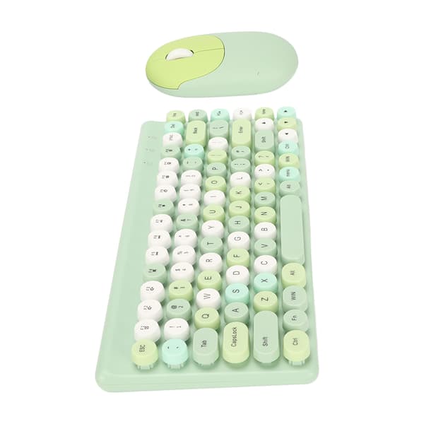 Wireless Keyboard and Mouse Combo 2.4GHz Wireless Mouse 86 Keys Colorful Keyboard Set with USB Receiver Green