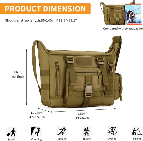 Militær Taktisk Sling Bag Molle Vanntett Skulderveske Me