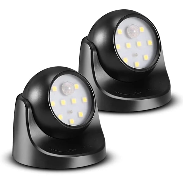 6000K Cool White Motion Sensor LED Wall Light, Wireless & Waterproof (2-pack)