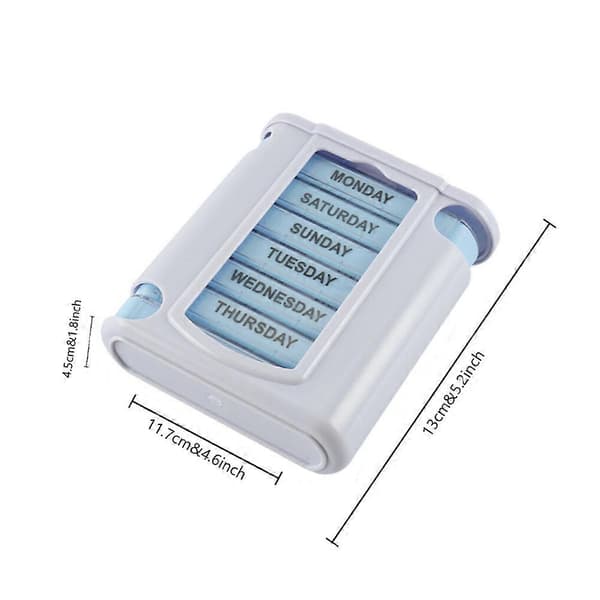 7-Day Stackable Pill Box with 4 Compartments Daily Organizer - Weekly Medicine Case with Reminder for Elderly Children
