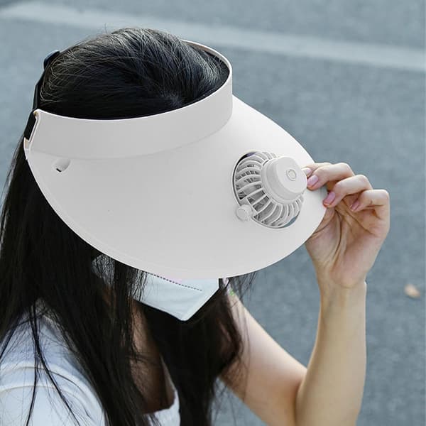 Solhatt med fläkt, integrerad solcellsdriven solhatt med bred kant, USB-sommarkylmössor, utomhusfiske-strandkepsar, lätt p vit M Weiß M