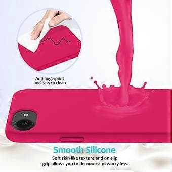 For iPhone 16e Deksel Støtsikker Flytende Silikon Mykt Fôr Bakside Telefondeksel - Rosa Rose