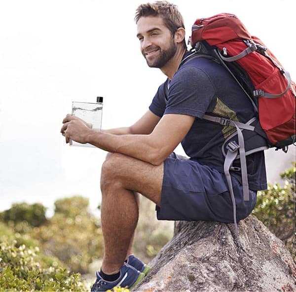 Flat Water Bottle 420ml Leakproof Water Container Space-Saving Water Bottle Portable Paper Cup Water Bottle