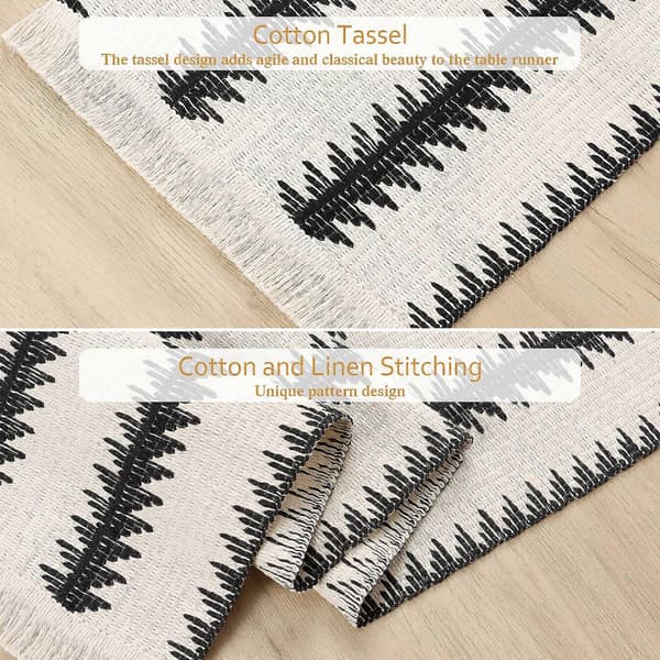 Macrame Table Runner Spliced Cotton Table Runner Woven Tablecloth with Tassels for Wedding Party Farmhouse Dining Table Decor (Cream, 30x1 [DB]
