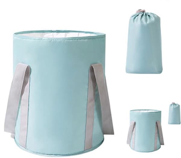 Foldable Foot Bath Tub Set, Non-slip, with Water Level Markings, Light Blue, 36 x 30 cm, 2-pack
