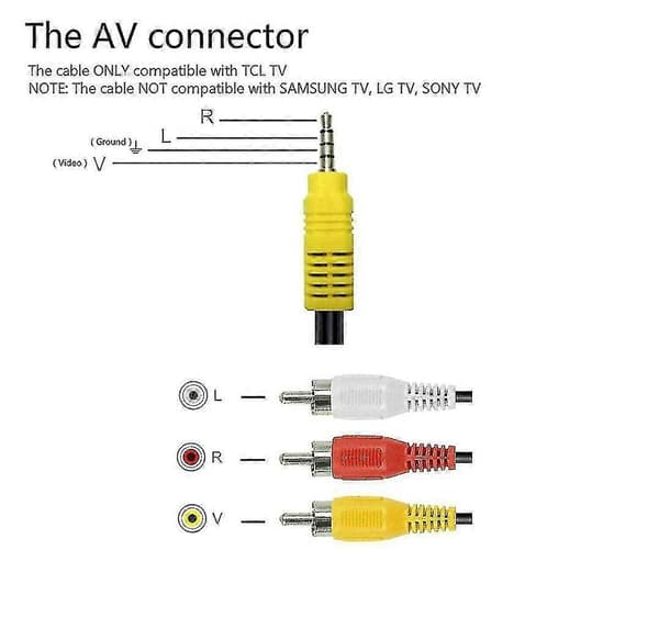Video AV-komponentadapterkabel Erstatning Til TCL TV, 3 RCA Til 3.5mm
