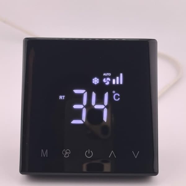 Smart Termostat Klimaanlæg Touchscreen Interface Timer Tre-trins Ventilator PC f LCD Central Controller Dobbeltsidet Isolering Programmerbar ABS Sort