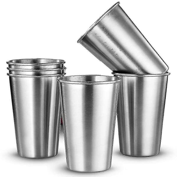 6-pak Ølglas i rustfrit stål, drikkekop 350ml