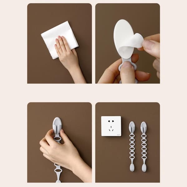 3-piece cable organizer, wall-mounted without perforation, silicone cable organizer for kitchen table, multifunctional cable
