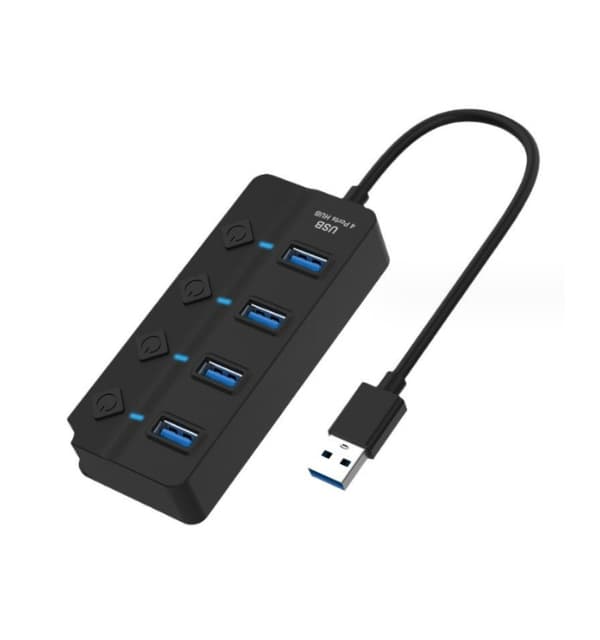 1 st svart 4-portars USB 3.0-hubb, 4-portars USB 3.0 5 Gbps hubbadapter