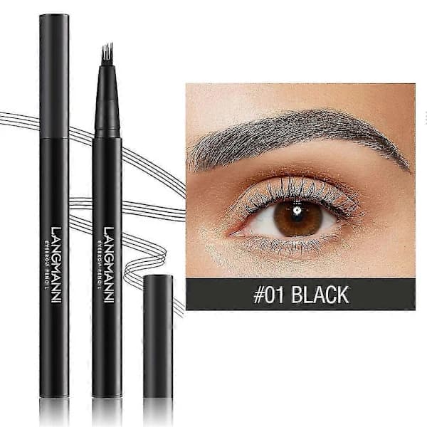Magic Eyebrow Pencil, 2024 Upgrade Microblade Eyebrow Pencil Double-sided Waterproof Black