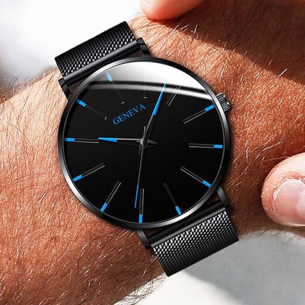 Men's Alloy Mesh Quartz Watch with Colorful Dial