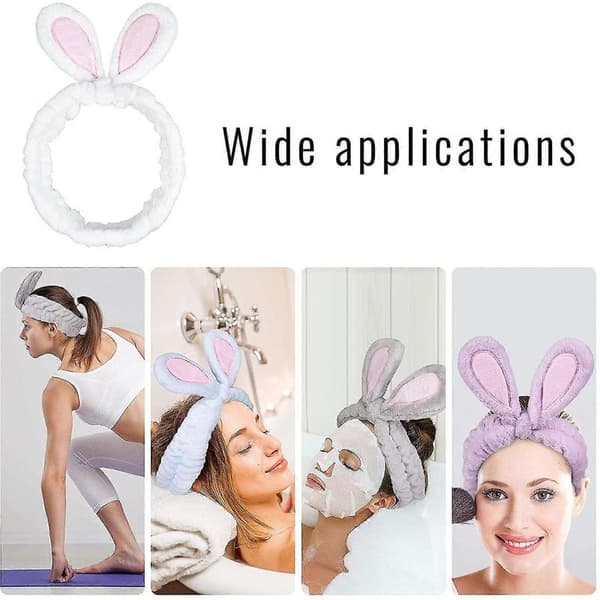 4-pack Easter Makeup Headbands Cute Bunny Ear Spa Headband Coral Fleece