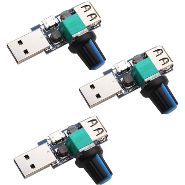 3 STK 5W USB-blæserhastighedsregulator Trinløs USB-blæserhastighedsregulator DC 5V DC 4-12V til 2,5-8V Regulator Hastighedskontrolknap med afbryder