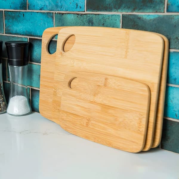 Premium Extra-Thick Wooden Cutting Boards - 3-Piece Bamboo Cutting Board Set