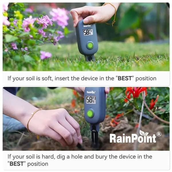 RAINPOINT Digital Jordfugtighedsmåler, Plantejordsensor, Jordfugtighedstemperatur