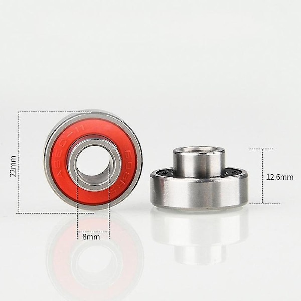 10 st 608-2rs Longboard Integrerade Lager Skateboard Hjul Lager Inline Rullskridsko Lager 8x2
